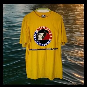 Tommy Hilfiger Yellow Graphic T-Shirt for Men 90s Made In USA